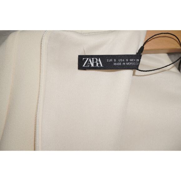 ZARA ZW Collection SS24 Beige Side Ruched Mini Dress NWT 2024 Women’s Small - Picture 9 of 12